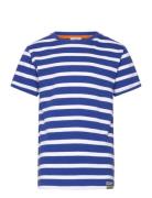 Mads Nørgaard Cotton Jersey Stripe Thorlino Tee Blå