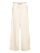 Monki Low-Rise Relaxed Pull-On Satin Trousers Kräm
