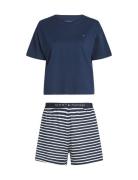 Tommy Hilfiger Ss Prt Pj Short Set Blå