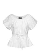 Lauren Ralph Lauren Eyelet Cotton Voile Peplum Blouse Vit