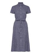 Polo Ralph Lauren Belted Striped Linen Shirtdress Marinblå