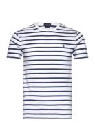 Polo Ralph Lauren Custom Slim Fit Striped Jersey T-Shirt Vit