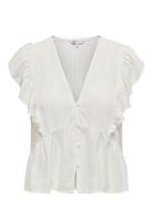 ONLY Onlrian Flonce S/S Top Wvn Vit