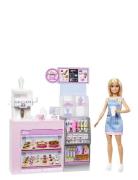 Barbie Coffee Shop Playset With Blonde Barista Doll, Working Coffee Ma...