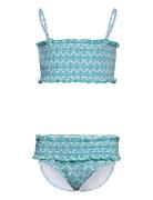 Mango Printed Bandeau Bikini Grön
