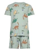 Lindex Pyjama Tee Shorts Vehicle Boat Blå