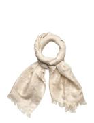 Lauren Ralph Lauren Metallic Logo Jacquard Wrap Scarf Vit