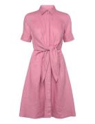 Lauren Ralph Lauren Soft Drapey Linen-Dress Rosa