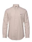 Polo Ralph Lauren Custom Fit Striped Stretch Poplin Shirt Beige