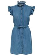 ONLY Onlshania S/L Frill Dnm Dress Akm Blå