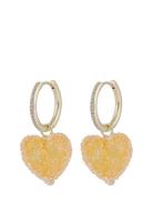 SNÖ Of Sweden Sugar Hearts Pendant Ear G/Yellow - Guld