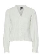 Pieces Pcdemmie Ls V-Neck Frill Blouse D2D Wvn Vit