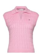 Tommy Hilfiger Co Cable Mid Gg Open Polo Vest Rosa