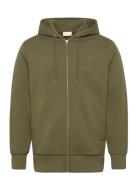 GANT Reg Tonal Shield Full Zip Hoodie Khaki Green