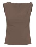 Mango Asymmetrical Draped Top With Straps Brun