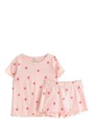 Lindex Pyjama Tee Shorts Strawberry F Rosa