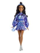 Barbie Deluxe Style Fashion Doll #7 In Metallic Blue Top And Skirt Wit...