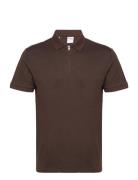 Selected Homme Slhfave Zip Ss Polo Noos Brun