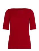 Lauren Ralph Lauren Stretch Cotton Boatneck Tee Röd