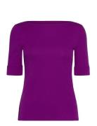 Lauren Ralph Lauren Stretch Cotton Boatneck Tee Röd