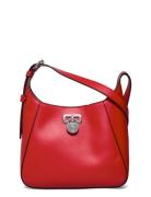 Lauren Ralph Lauren Leather Small Tanner Shoulder Bag Röd