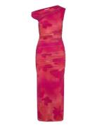 Mango Floral Midi-Dress With Asymmetrical Neckline Rosa