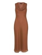 Mango Draped-Neck Lyocell Dress Brun