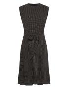 Lauren Ralph Lauren Geo-Print Belted Bubble Crepe Dress Svart