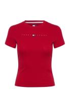 Tommy Jeans Tjw Slim Tj Us Linear Ss Tee Röd