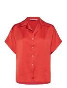 Mango Short Sleeve Fluid Shirt Röd