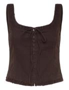 Monki Tie Detail Top Brun