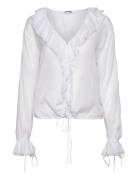 Weekday Long Sleeve Frill Top Vit
