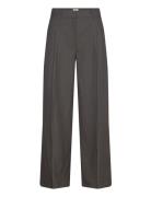 Monki High Waisted Wide Leg Twill Trousers Grå