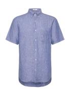 GANT Reg Linen Ss Shirt Blå
