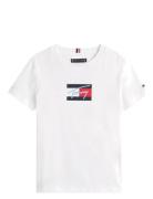 Tommy Hilfiger Tommy Script Flag Print Tee Ss Vit