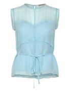 Stella Nova Delicate Crepe Chiffon Top Blå