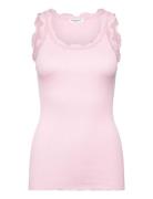 Rosemunde Rwbabette Silk Sl U-Neck Long Lace Rosa