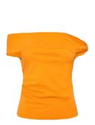 Mango Asymmetrical Strapless Top Orange