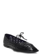 ALOHAS Sway Slit Leather Ballet Flats Svart