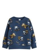 Lindex Sweatshirt Working Vehicle Aop Marinblå