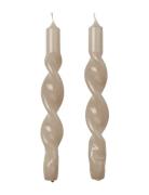 Broste Copenhagen Twist Taper Candle Grå