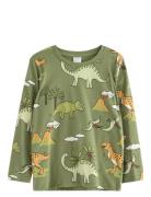 Lindex Top Ls Dino Aop Grön