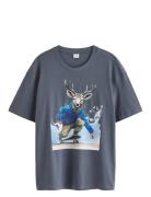 Lindex T Shirt Photoprint Animal Grå