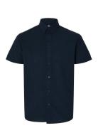 Selected Homme Slhregkylian-Linen Shirt Ss Classic Blå