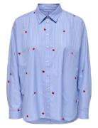 ONLY Onlnew Lina Grace Str Emb Shirt Wvn Noos Blå