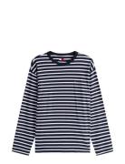 Tommy Jeans Tjm Reg Sflag Breton Stripe Ls Marinblå