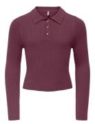 Kids Only Kogmila Ls Rib Button Polo Neck Cp Knt Lila