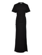 Weekday Gathered Short-Sleeved Maxi Dress Svart