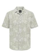 ONLY & SONS Onscaiden Ss Reg Hawaii Aop Linen Noos Beige