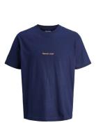 Jack & J S Jornorrebro Emb Tee Ss Cn Noos Jnr Marinblå